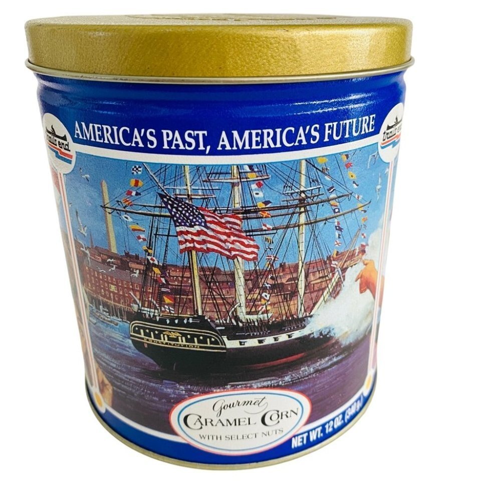 Vintage 1992 Trails End Boston Harbor Old Ironsides Popcorn Collectors Tin Nr 3